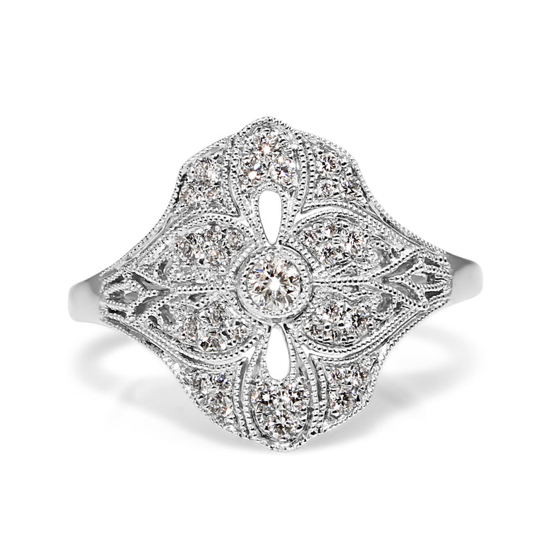 18ct White Gold Art Deco Style Ring