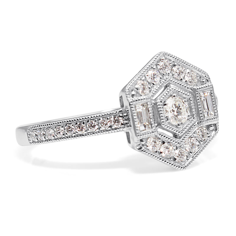18ct White Gold Art Deco Style Diamond Ring