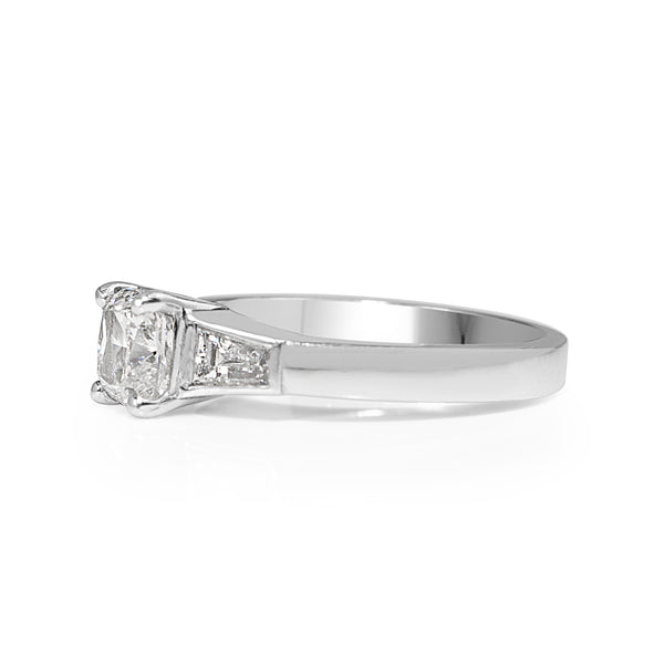 18ct White Gold Cushion 3 Stone Diamond Ring