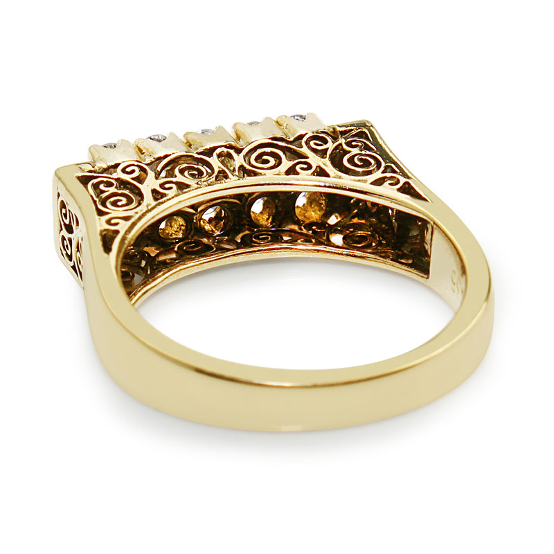 18ct Yellow Gold Vintage Filigree Band Ring
