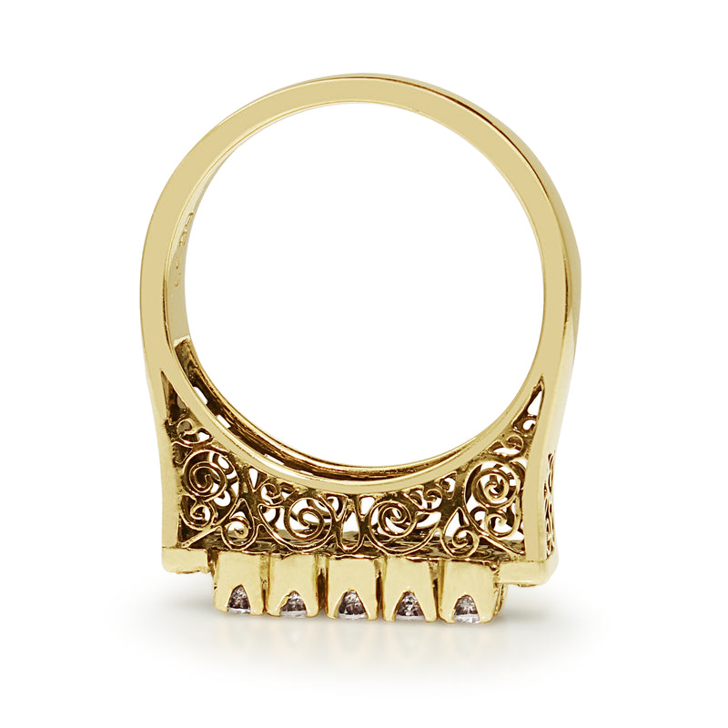 18ct Yellow Gold Vintage Filigree Band Ring