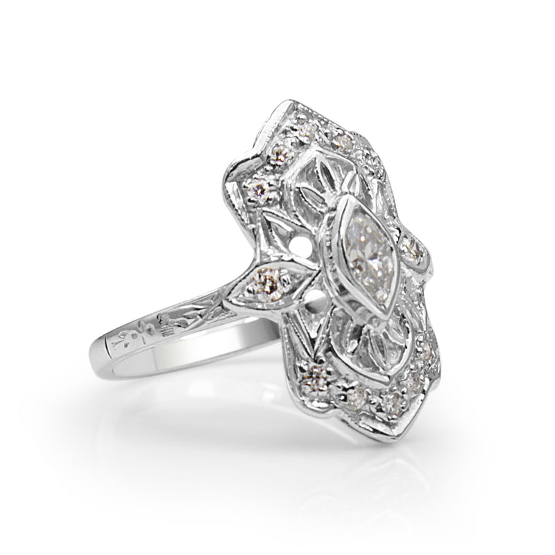 18ct White Gold Art Deco Replica Ring