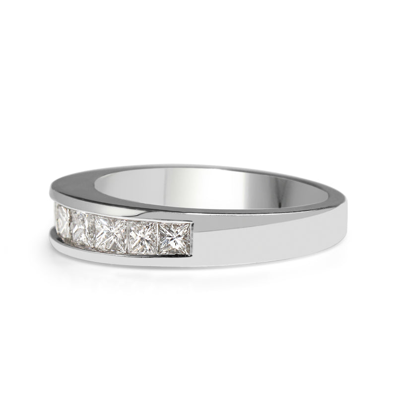 14ct White Gold Princess Cut Diamond Band
