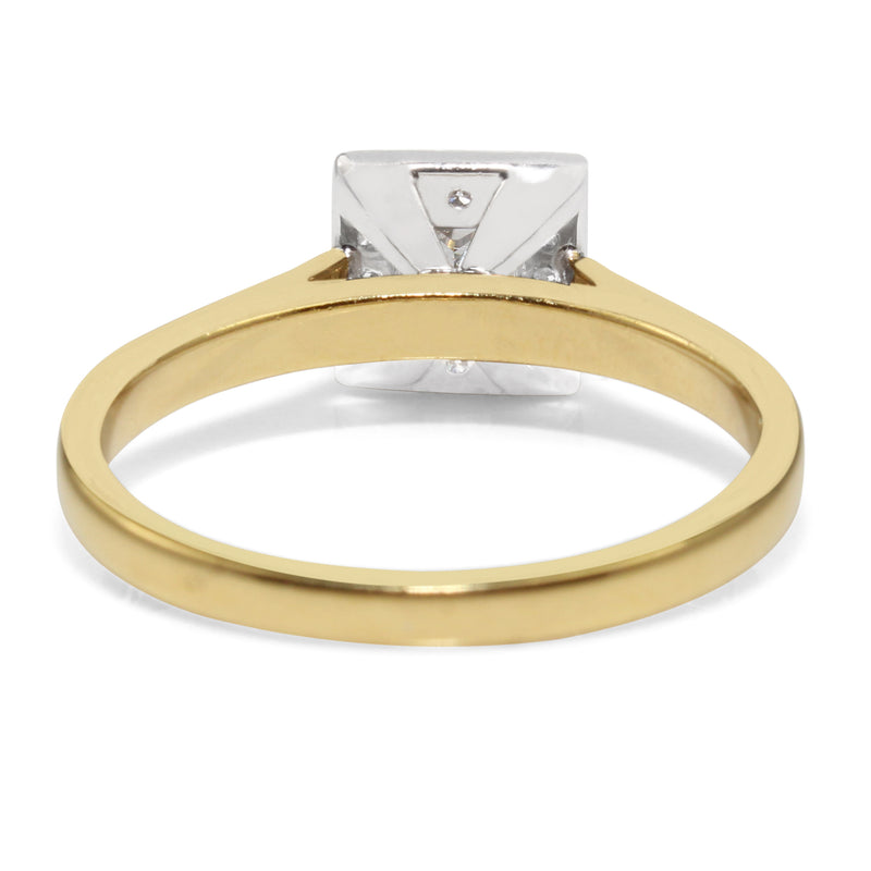 18ct Yellow and White Gold Square Halo Diamond Ring