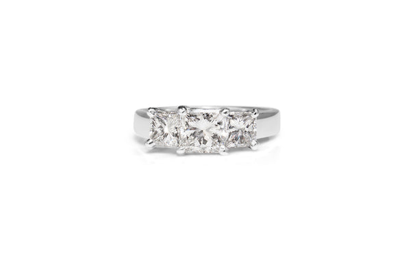 18ct White Gold 3 Stone Princess Cut Diamond Ring