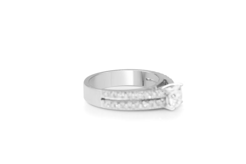 18ct White Gold Double Row Diamond Solitaire Ring