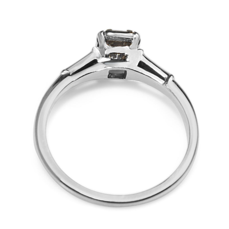 18ct White Gold Emerald Cut Diamond Solitaire Ring