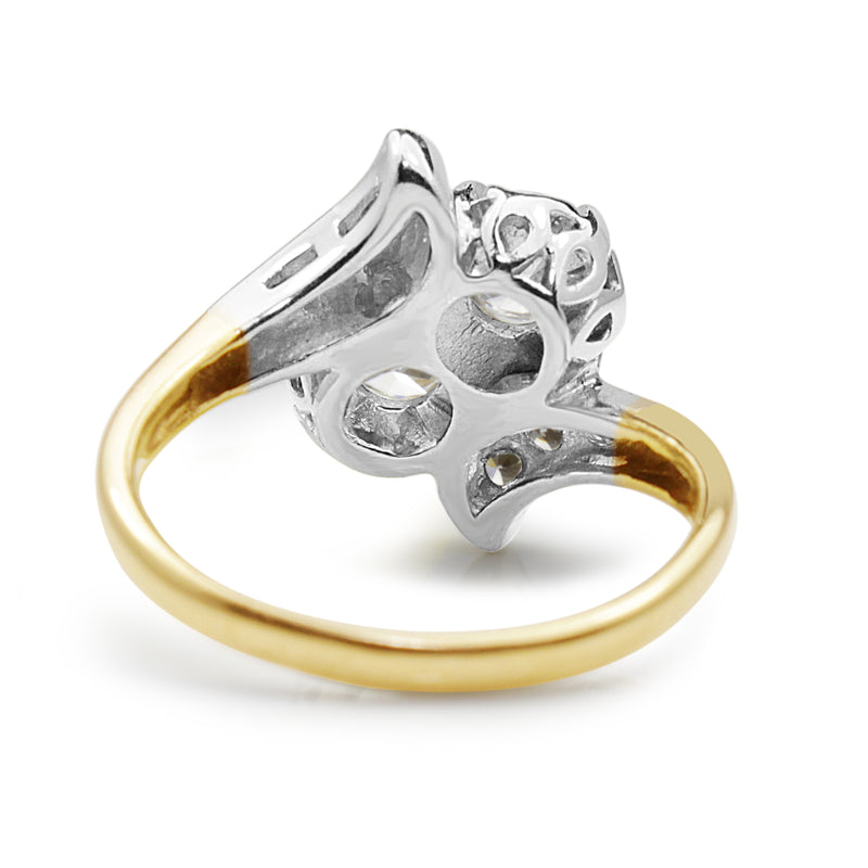 14ct Yellow and White Gold Vintage Moi et Toi Ring