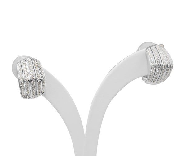 18ct White Gold Pavé Diamond Stud Earrings