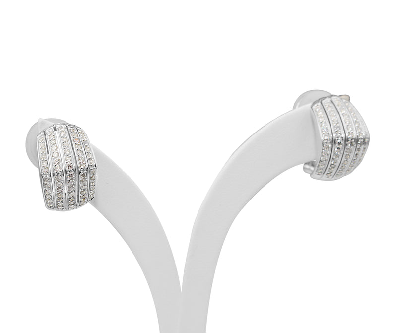 18ct White Gold Pavé Diamond Stud Earrings