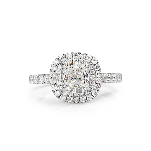 18ct White Gold Cushion Diamond Double Halo Ring