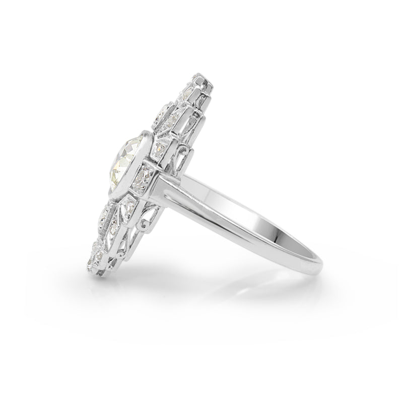 Platinum Art Deco Old and Rose Cut Diamond Ring
