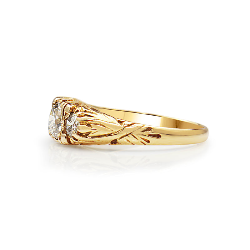 18ct Yellow Gold Vintage 3 Stone Diamond Ring