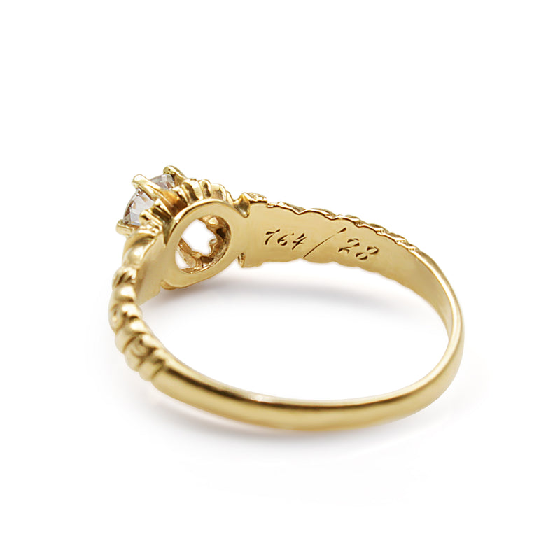 14ct Yellow Gold Antique Etched Solitaire Ring