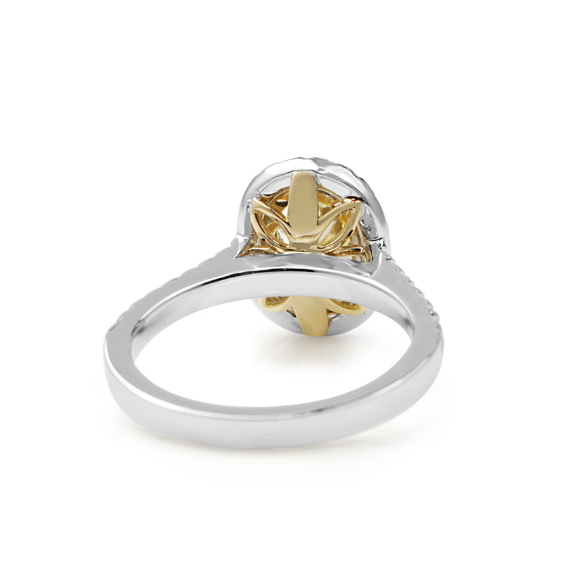 18ct Yellow and White Gold Fancy Yellow Oval Diamond Ring
