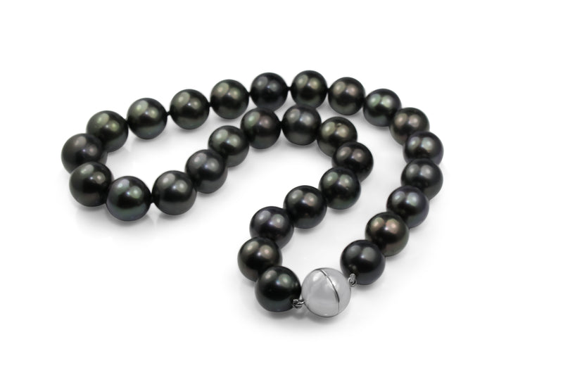 13mm - 15mm Tahitian Pearl Necklace With Silver Clasp
