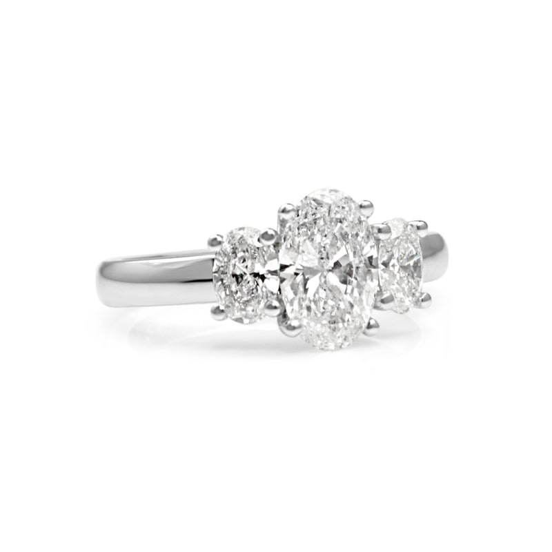 18ct White Gold 3 Stone Oval Diamond Ring