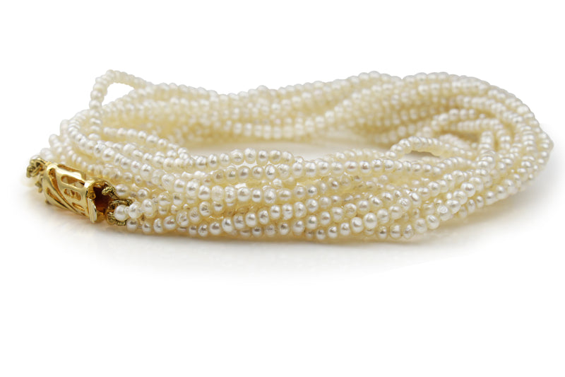 Vintage Seed Pearl Necklace on Plated Clasp