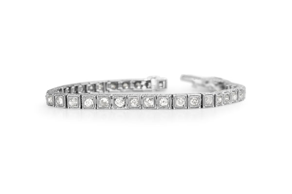Platinum and 18ct White Gold Art Deco Diamond Tennis Bracelet