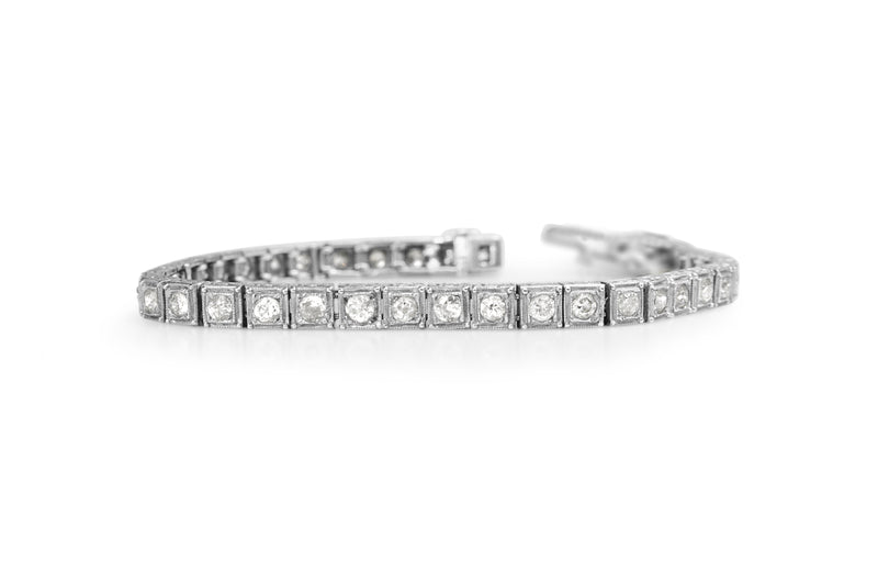 Platinum and 18ct White Gold Art Deco Diamond Tennis Bracelet