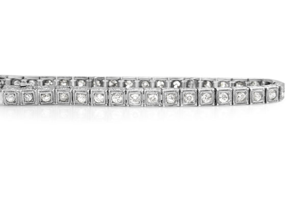 Platinum and 18ct White Gold Art Deco Diamond Tennis Bracelet
