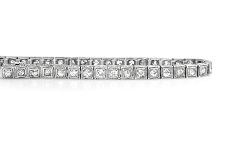 Platinum and 18ct White Gold Art Deco Diamond Tennis Bracelet