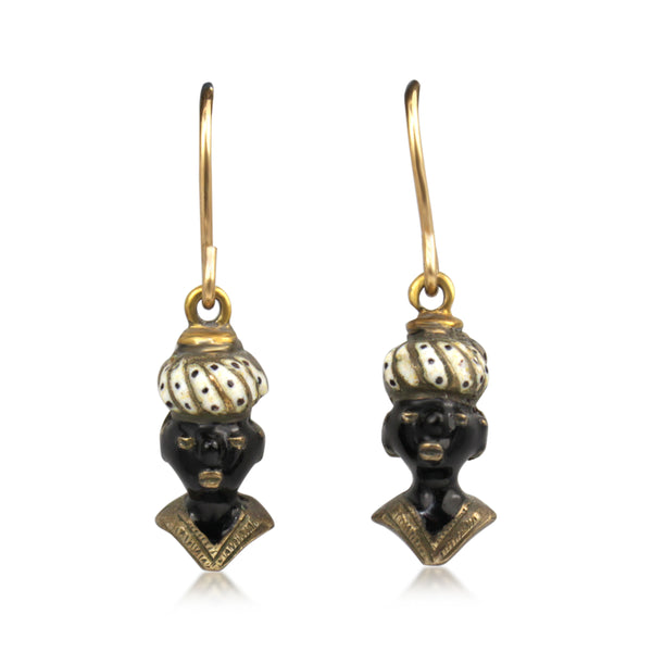 14ct Yellow Gold Victorian Blackamoor Earrings