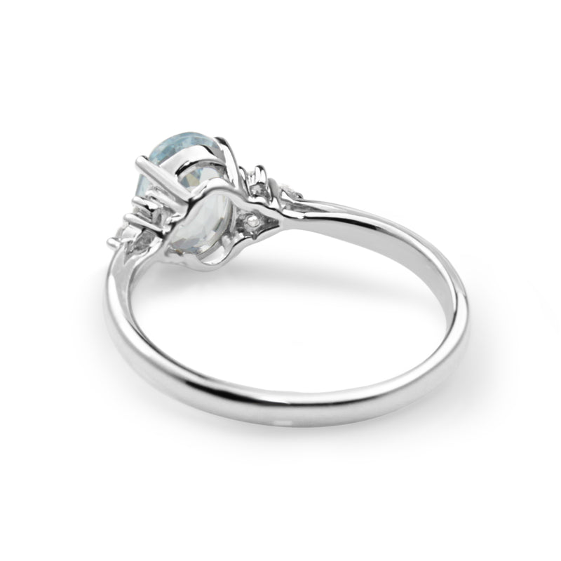 9ct White Gold Aquamarine and Diamond Ring
