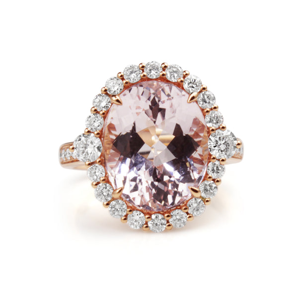 18ct Rose Gold Morganite and Diamond Ring