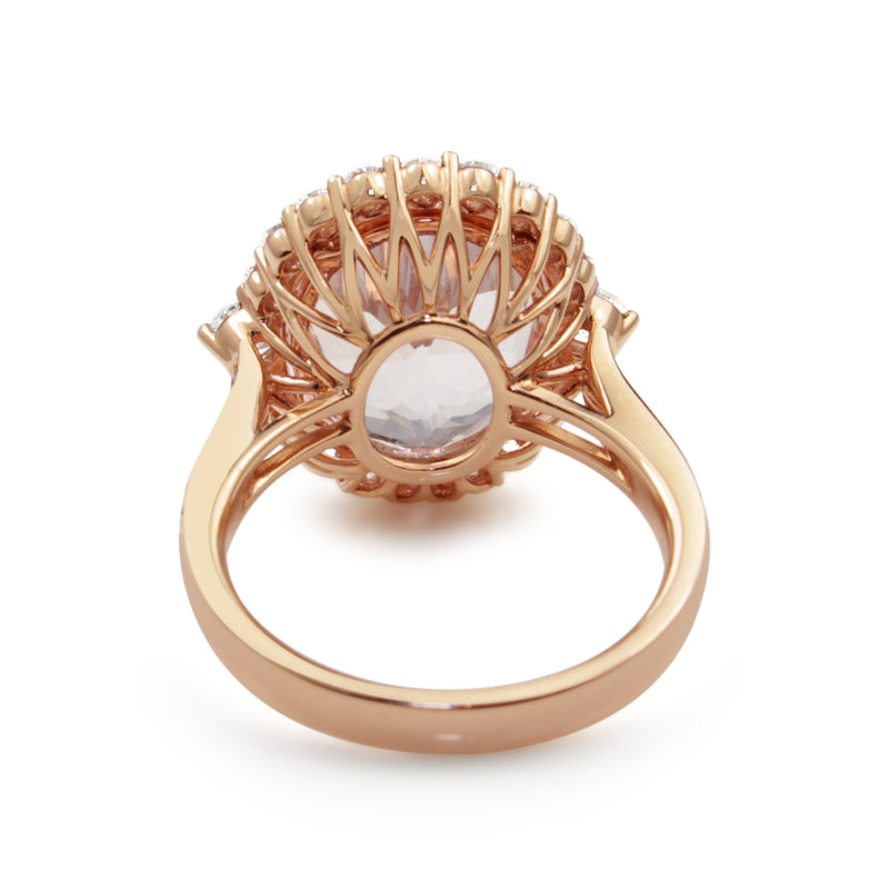 18ct Rose Gold Morganite and Diamond Ring