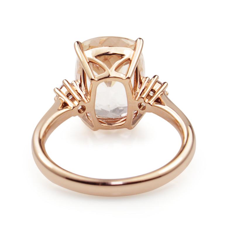 18ct Rose Gold Morganite and Diamond Ring