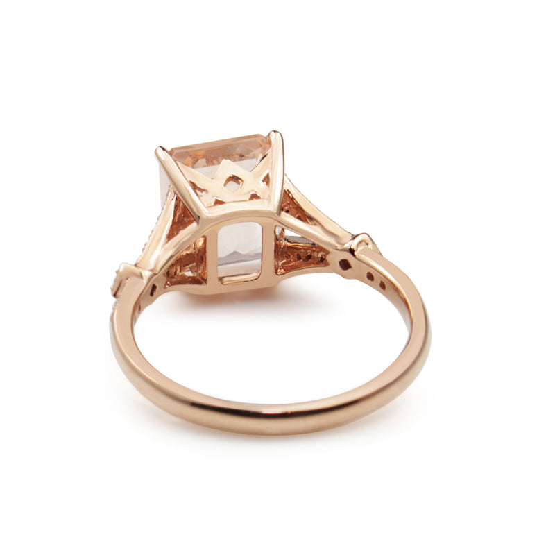 9ct Rose Gold Morganite and Diamond Ring