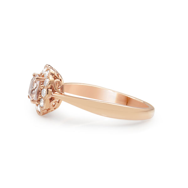 9ct Rose Gold Morganite and Diamond Daisy Ring