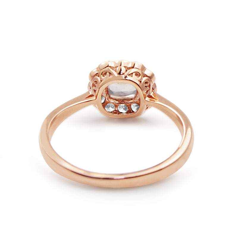 9ct Rose Gold Morganite and Diamond Daisy Ring