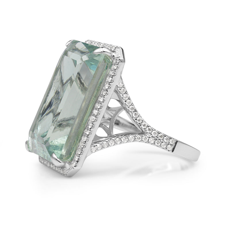 18ct White Gold Aquamarine and Diamond Ring