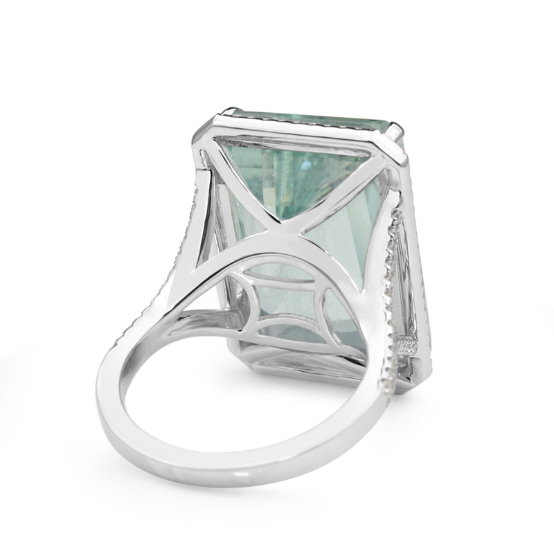 18ct White Gold Aquamarine and Diamond Ring
