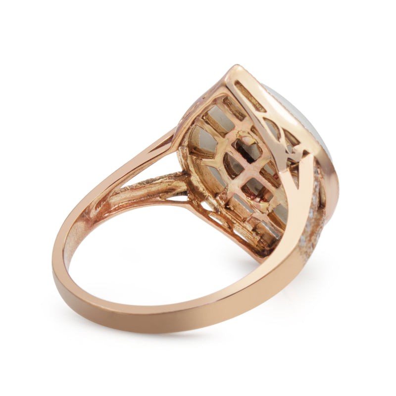 9ct Rose Gold Agate, Tourmaline and Diamond Ring