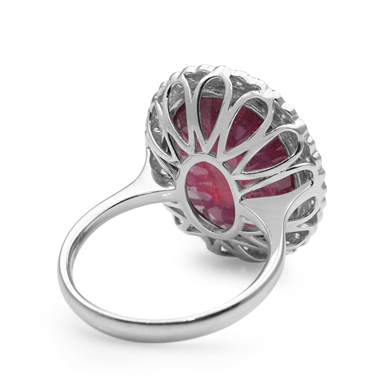 18ct White Gold Treated Ruby and Diamond Cocktail Ring