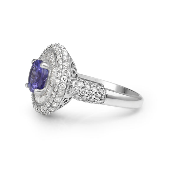14ct White Gold Tanzanite and Diamond Cluster Ring