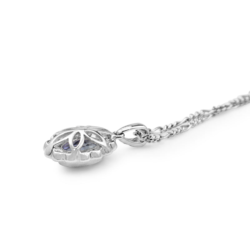 18ct White Gold Tanzanite and Diamond Daisy Pendant