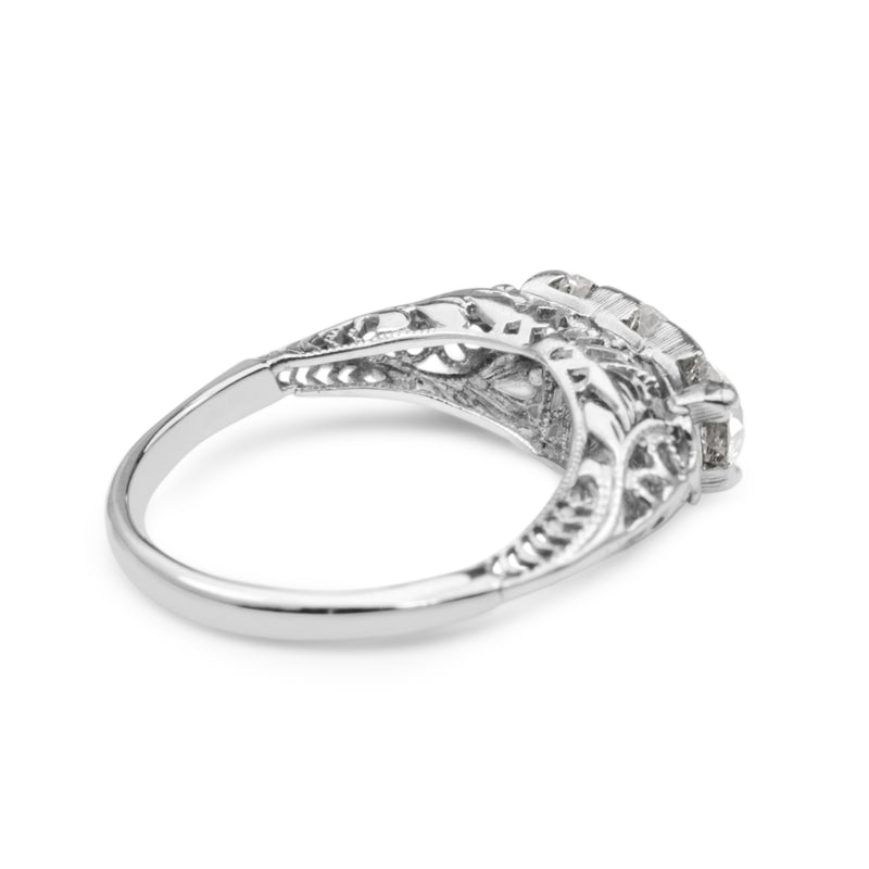 18ct White Gold Antique 3 Stone Diamond Old Cut Ring
