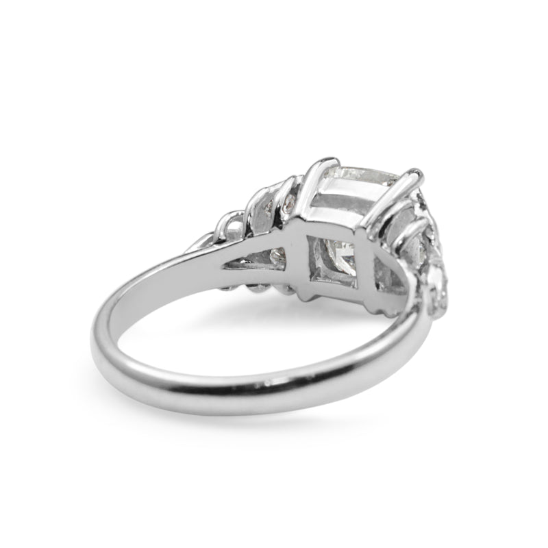 Platinum Cushion Vintage Style Diamond Ring