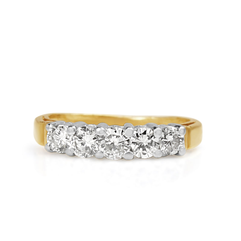 14ct Yellow and White Gold 5 Stone Diamond Ring