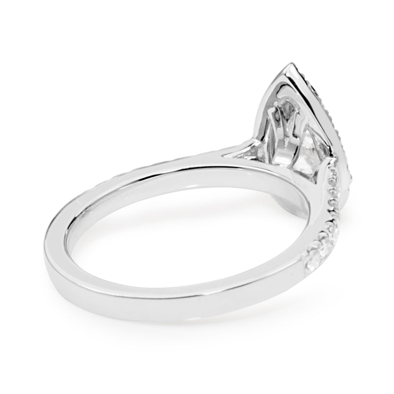 18ct White Gold Pear Diamond Halo Ring
