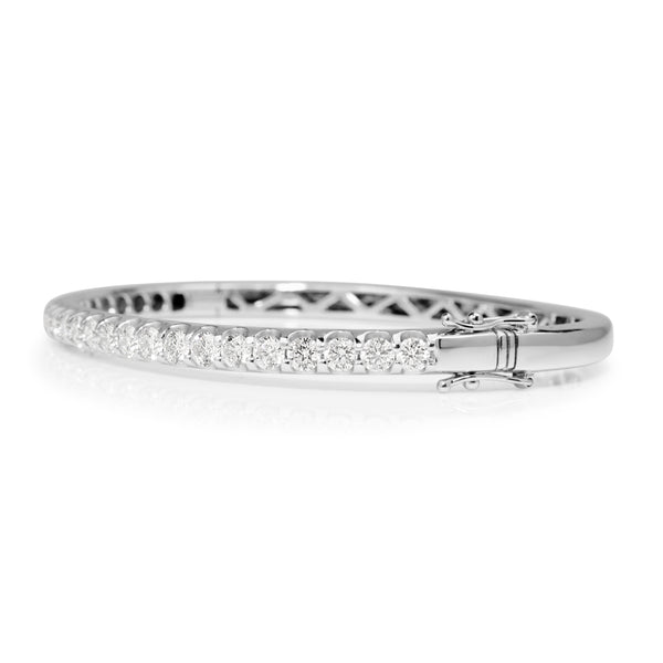 9ct White Gold Hinged 3ct Diamond Bangle