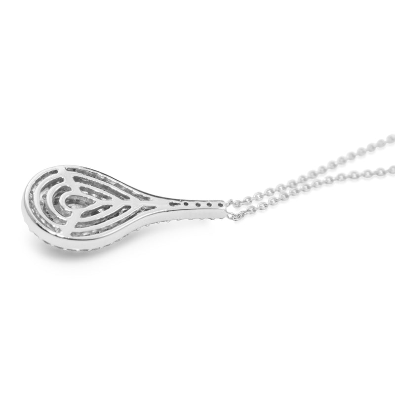 18ct White Gold Yellow and White Diamond Pear Shaped Necklace