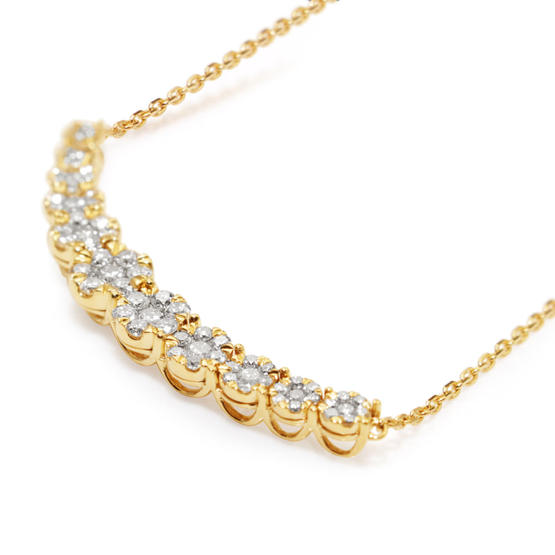 14ct Yellow Gold Diamond Clusters Necklace