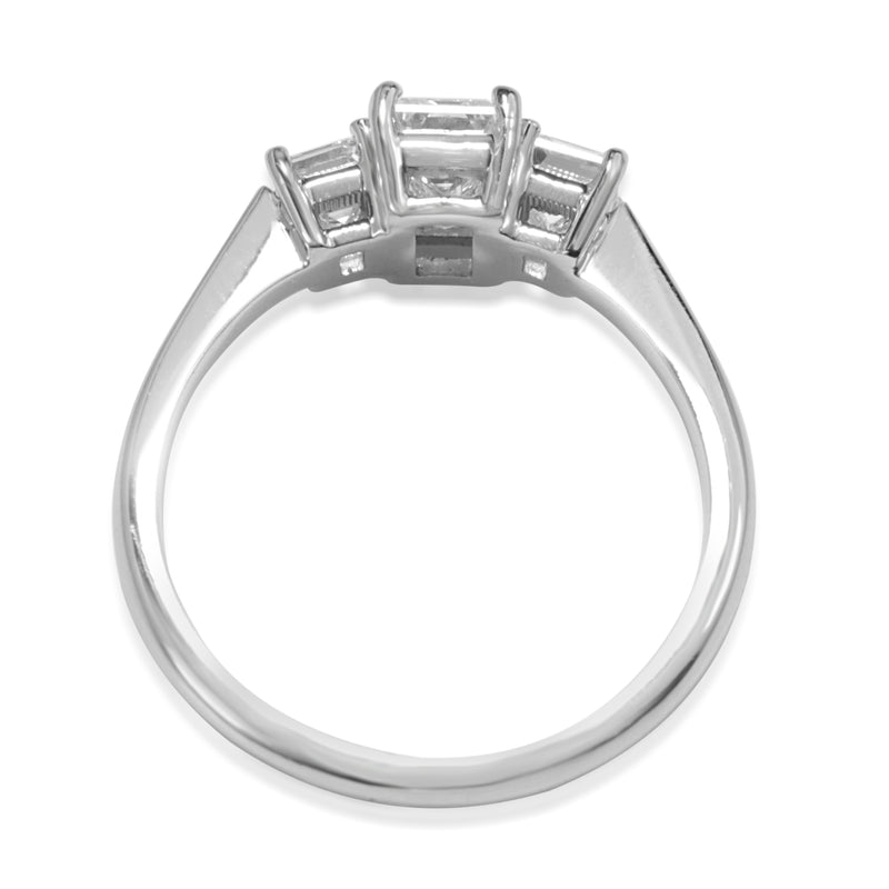 18ct White Gold Emerald Cut 3 Stone Diamond Ring