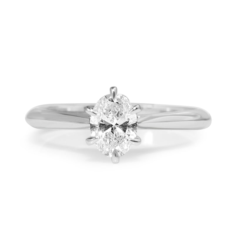 18ct White Gold Oval Diamond Solitaire Ring