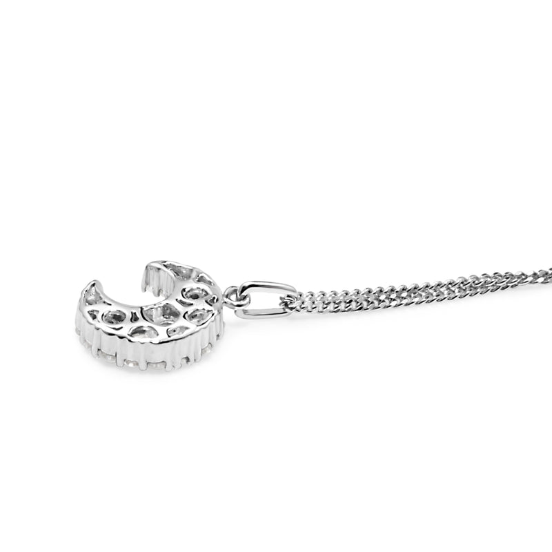18ct White Gold Diamond Crescent Moon Pendant